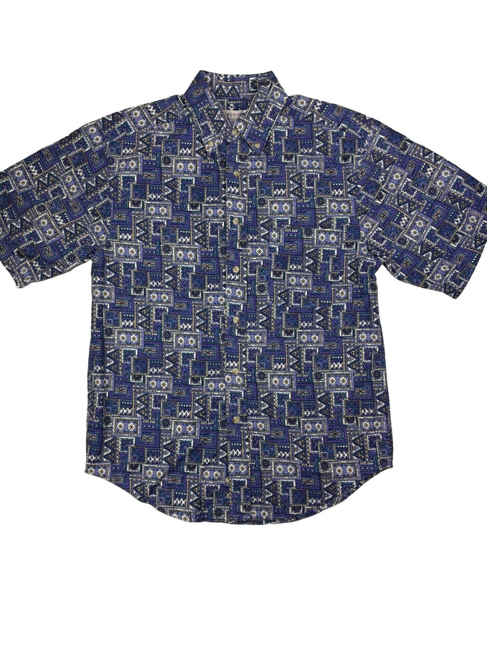 Vintage Windridge Button Up Shirt Men’s Tribal Geometric Tropical Rare Print SM